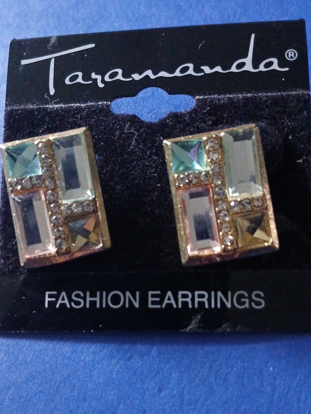 Gold-Tone Multi-Color Crystal Stud Earrings